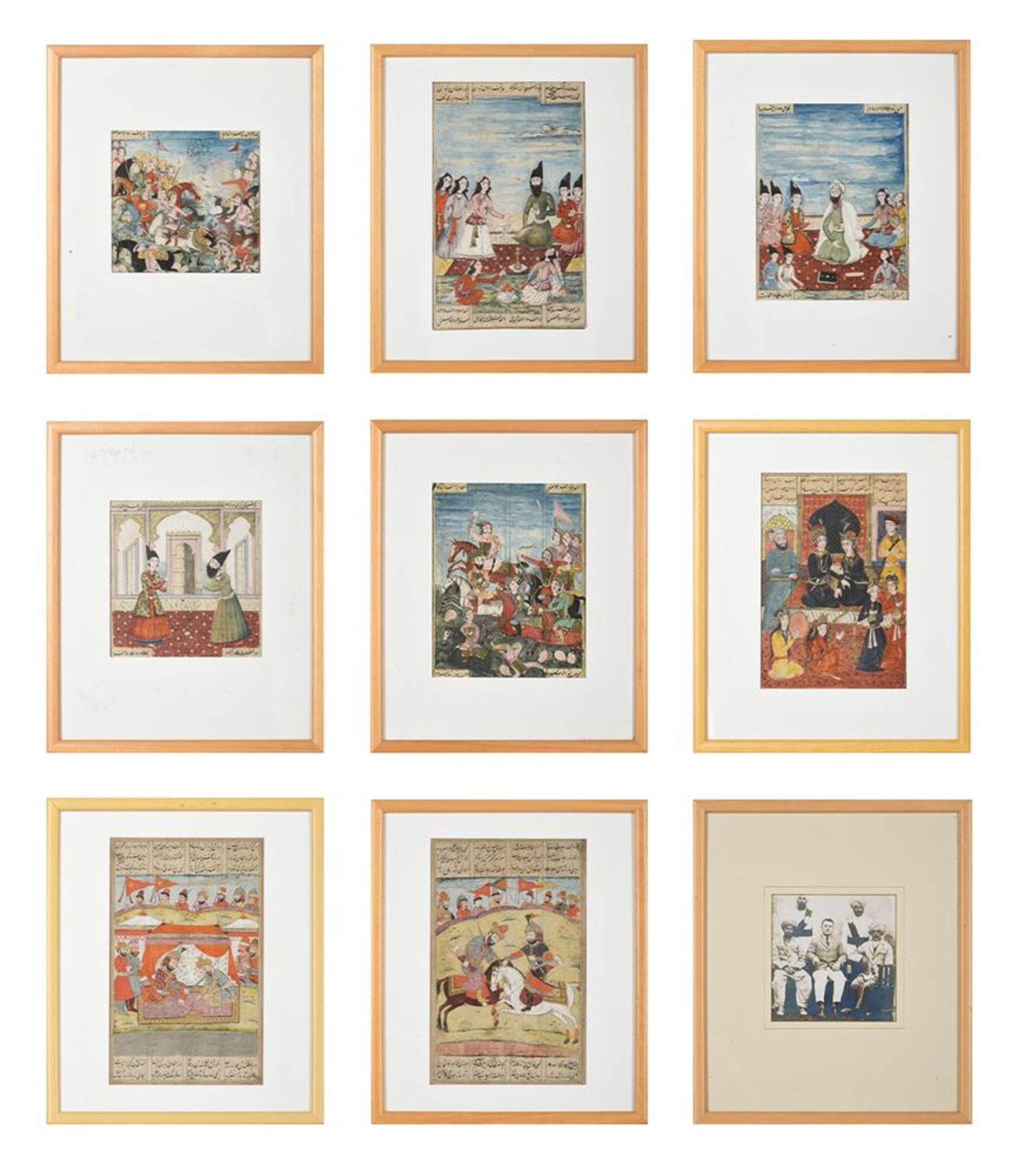 Eight illustrated manuscript folios