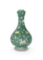 A Chinese Famille Verte garlic headed vase