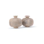A pair of Chinese painted pottery 'Cocoon' vases