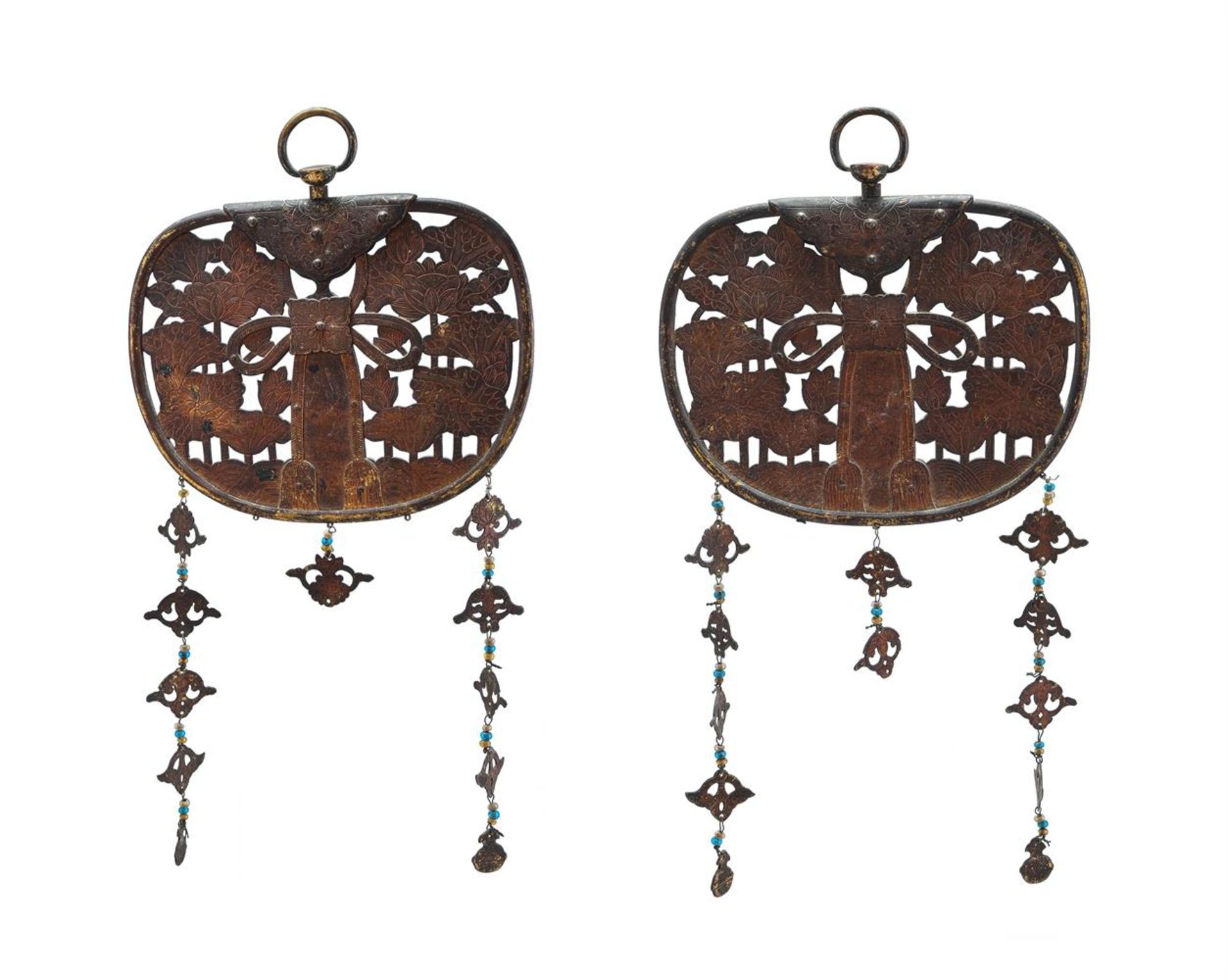 A Pair of Japanese gilt copper Keman