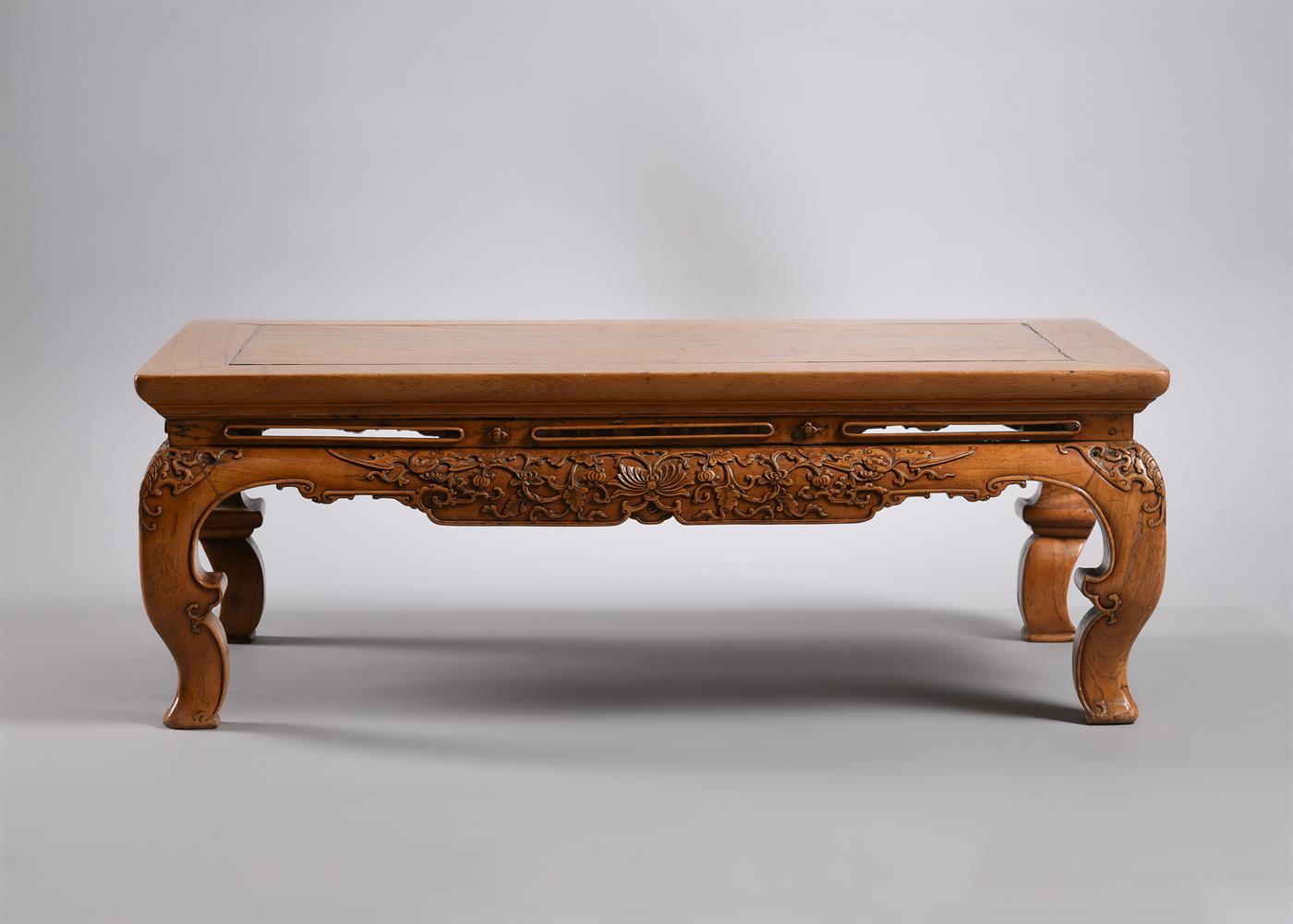 A Chinese carved fruitwood Kang Table - Image 2 of 4