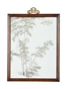 A Chinese porcelain painted plaque of bamboo