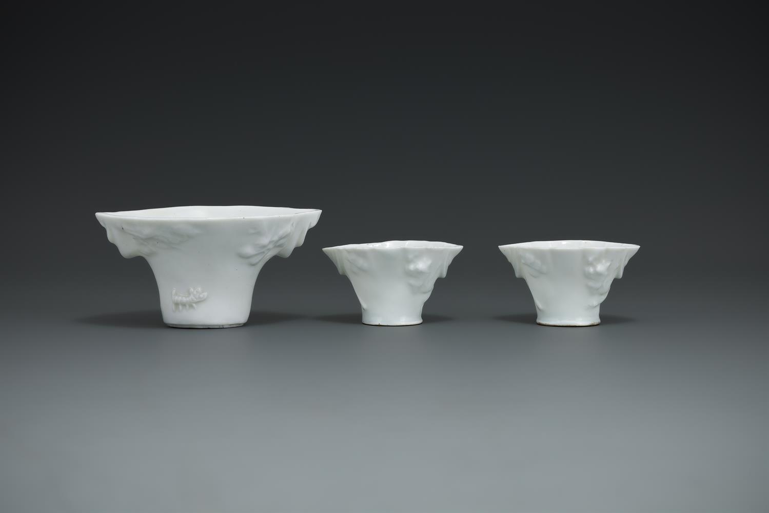 A group of three Chinese dehua libation cups - Image 3 of 4