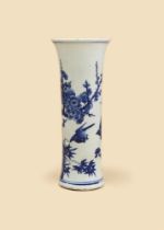 A Chinese blue and white gu vase