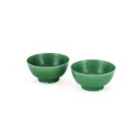 A pair of Chinese green-glazed bowls