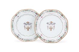 A pair of Chinese Export Famille Rose plates