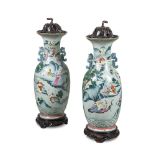 A pair of large Chinese Famille Rose 'Eight Immortals' baluster vases