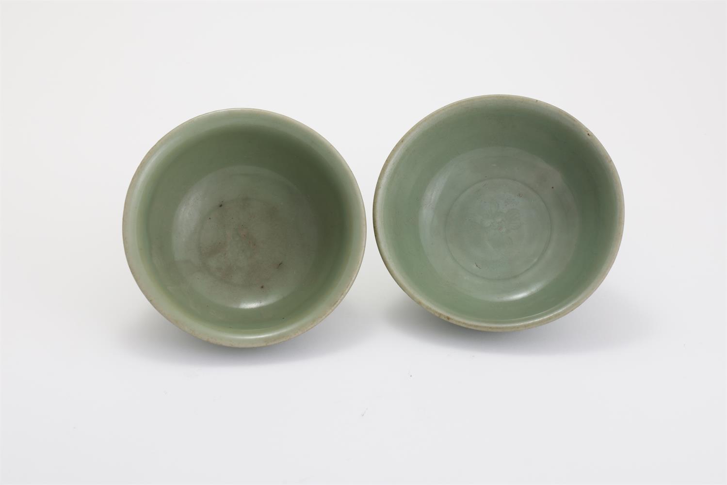Two similar Chinese 'longquan' celadon 'floral' bowls - Image 2 of 3
