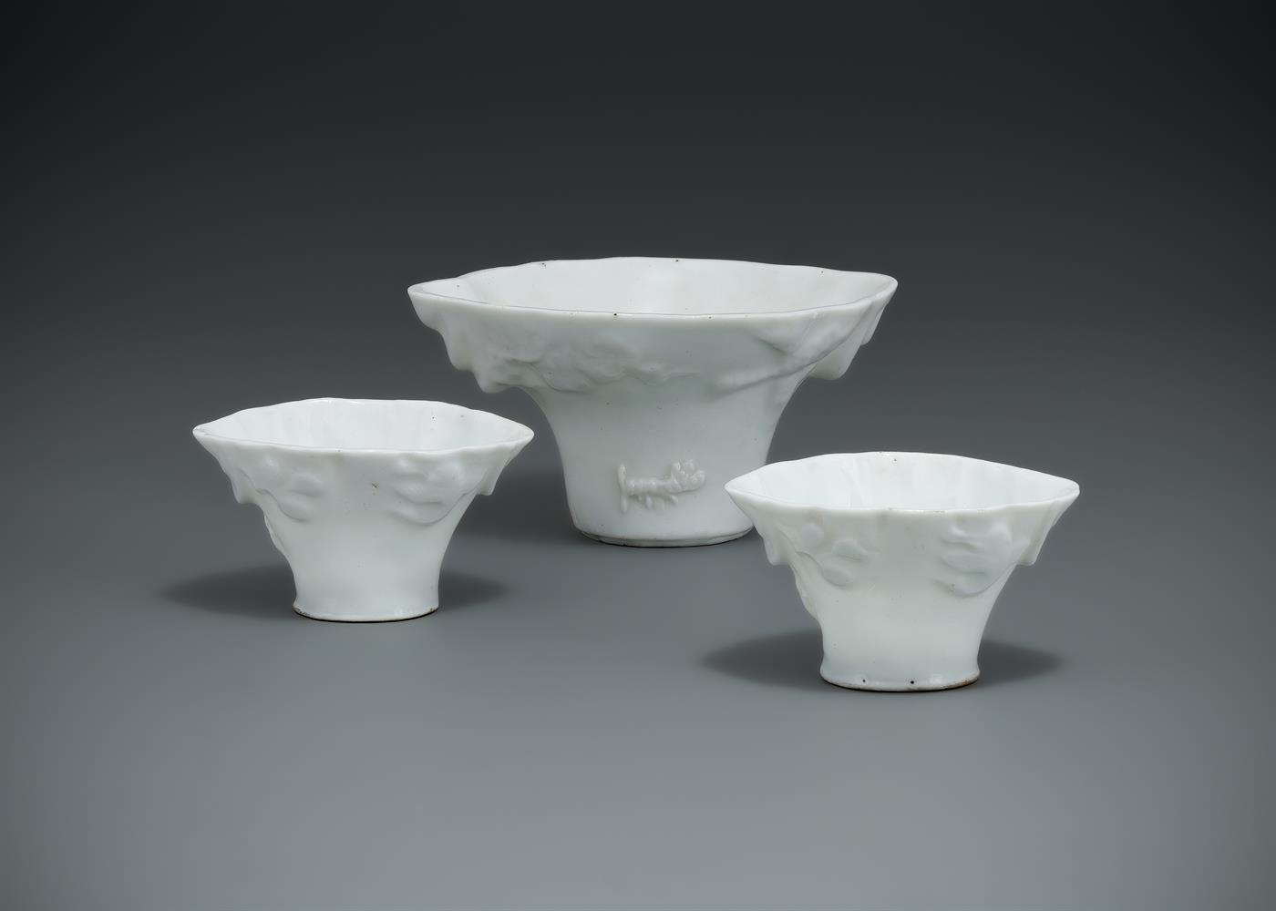 A group of three Chinese dehua libation cups