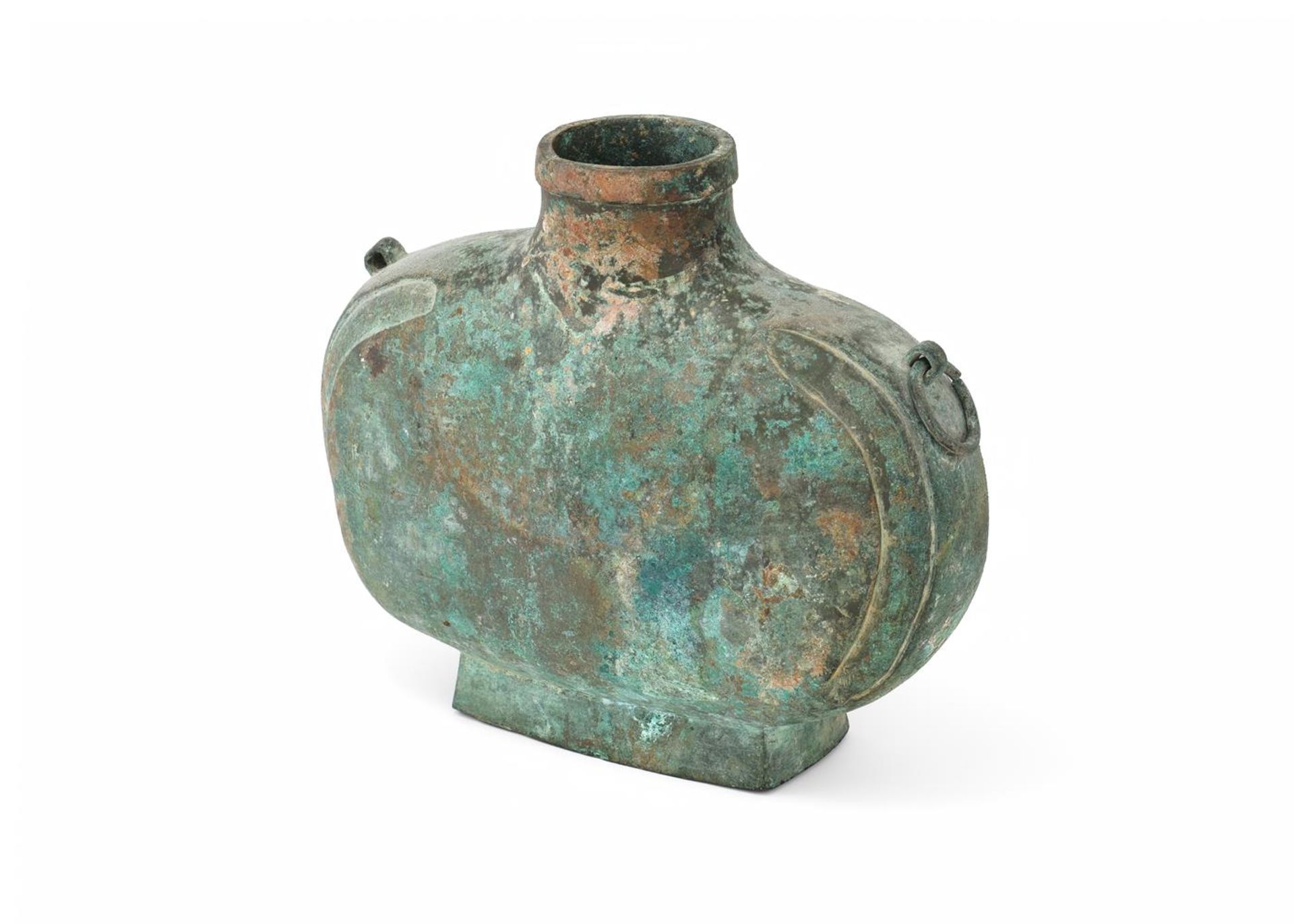 A Chinese heavily cast bronze wine vessel