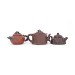 A group of three Chinese Yixing teapots