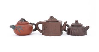 A group of three Chinese Yixing teapots