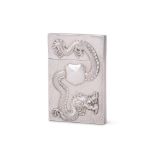A Chinese silver 'Dragon and Chrysanthemum' card case