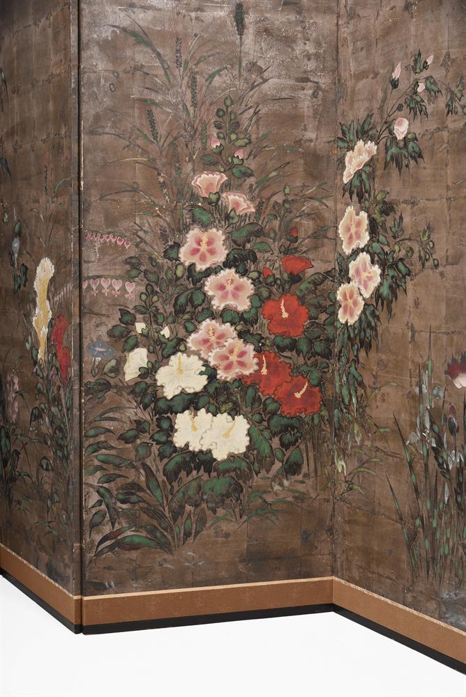 A Japanese Rimpa school six-fold byobu or floor standing screen - Image 4 of 7