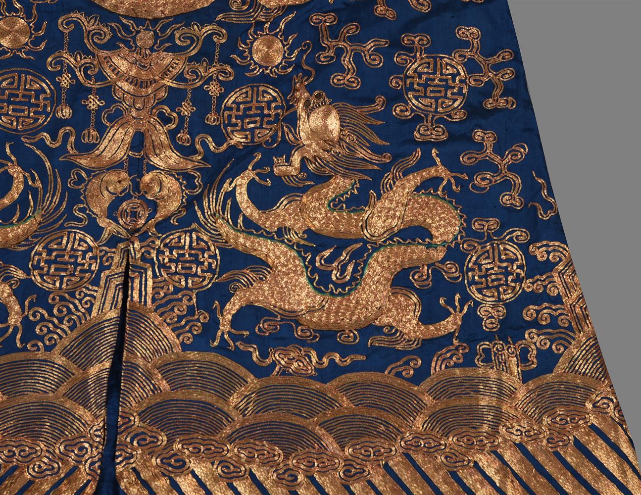 A Chinese blue-ground Mandarin's 'dragon' robe - Image 3 of 6