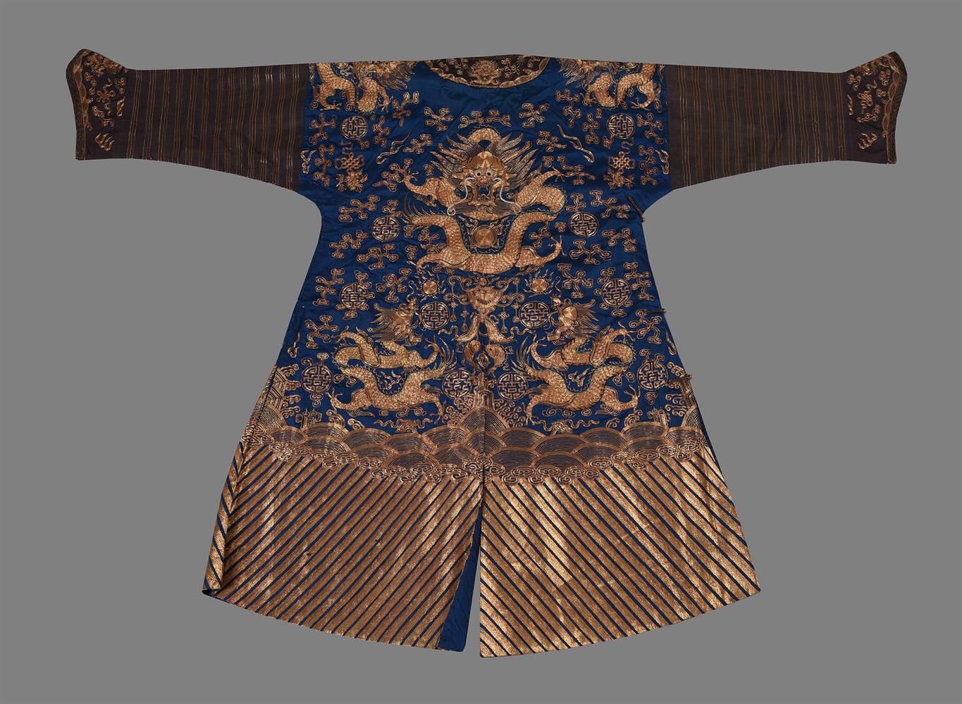 A Chinese blue-ground Mandarin's 'dragon' robe - Image 2 of 6
