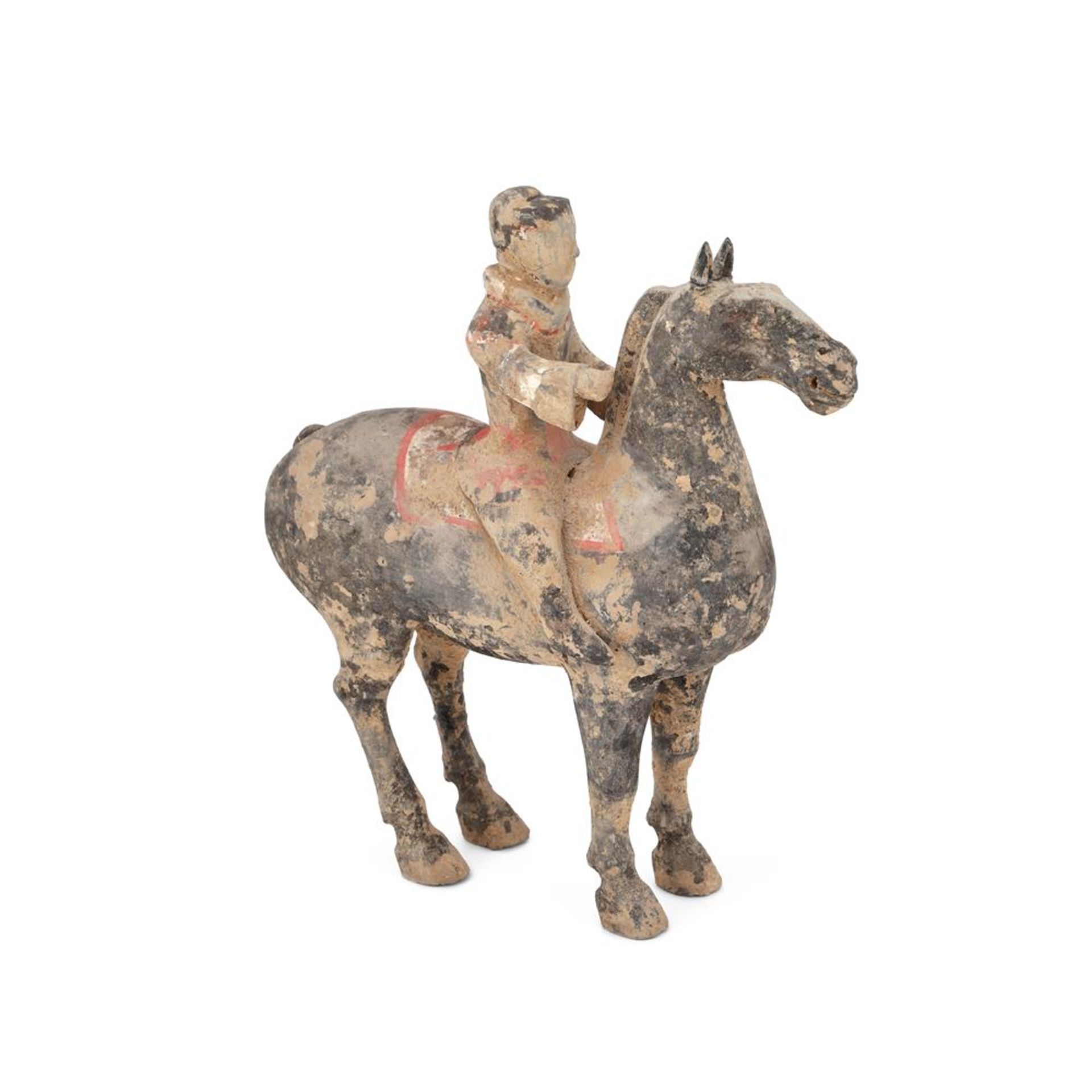 A Chinese painted pottery horse and rider - Bild 3 aus 5