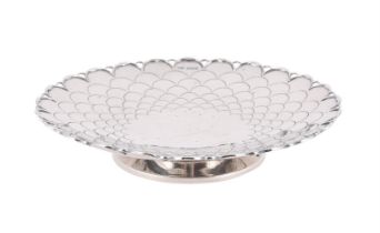 A SILVER SHAPED CIRCULAR BOWL