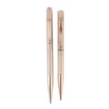 TWO 9 CARAT GOLD PROPELLING PENCILS