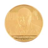 SIR WINSTON CHURCHILL, LAUDATORY GOLD MEDAL 1965, FRANK KOVACS AFTER DAVID LOW FOR SPINK