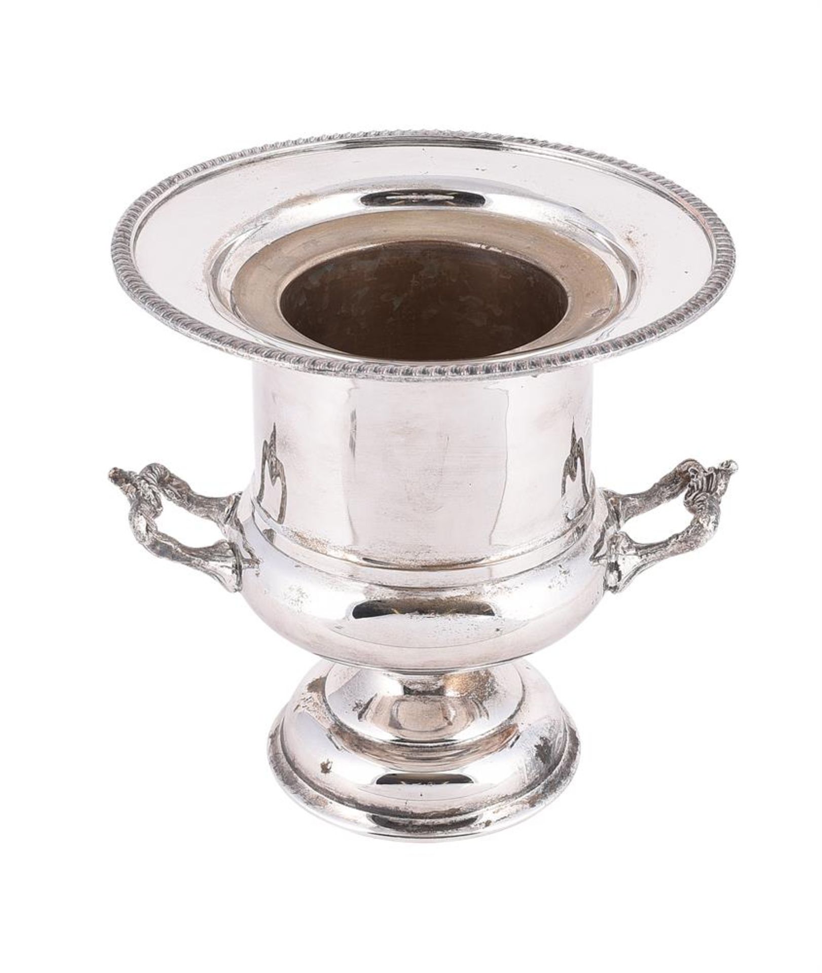 AN ELECTRO-PLATED OVAL TWIN HANDLED WINE COOLER