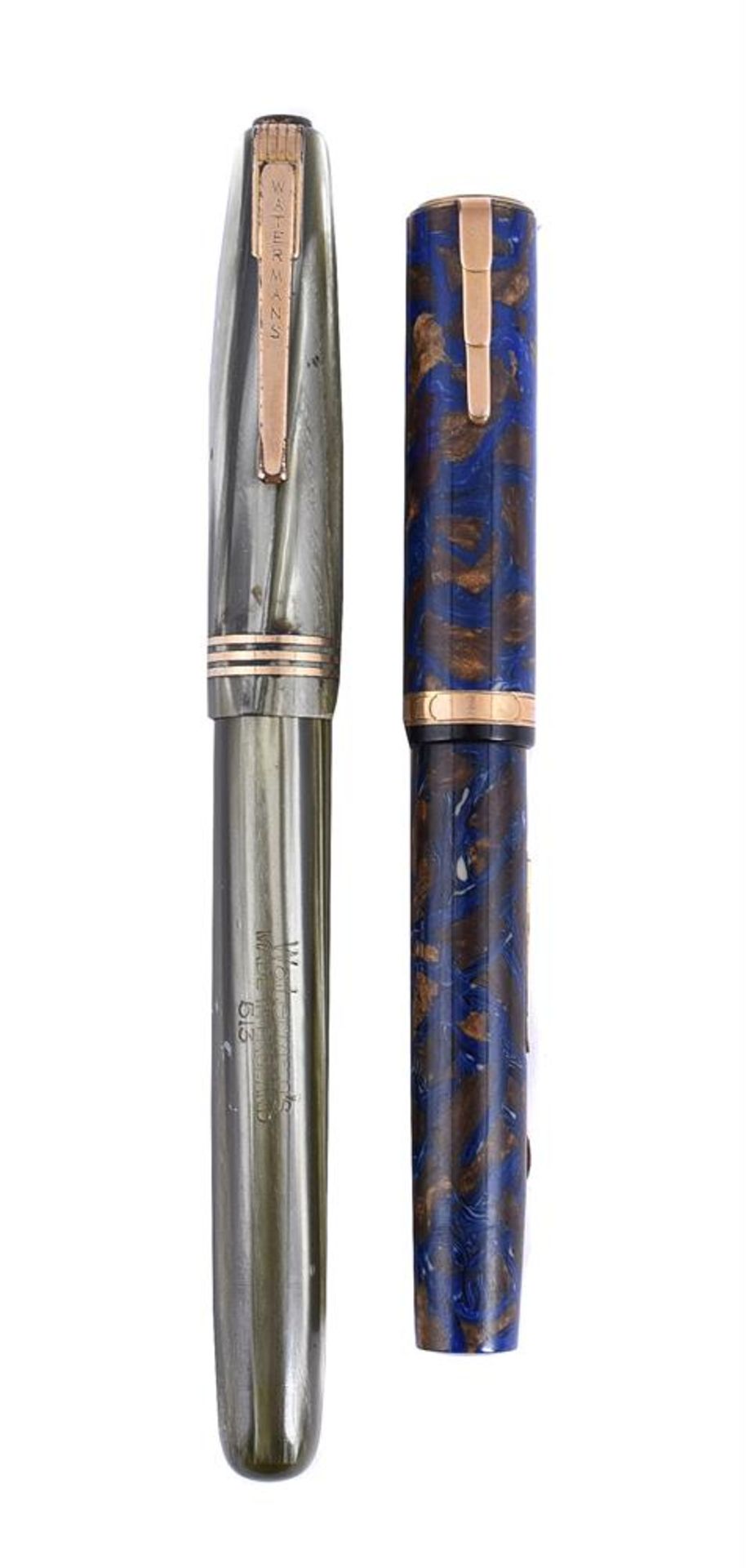 WATERMAN'S, LADY PATRICIA, A BLUE AND BRONZE MOTTLED FOUNTAIN PEN