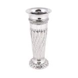 A VICTORIAN SILVER TAPERING SPILL VASE