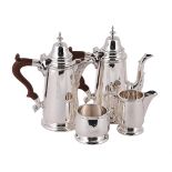 A SILVER FOUR PIECE TAPERING COFFEE SET