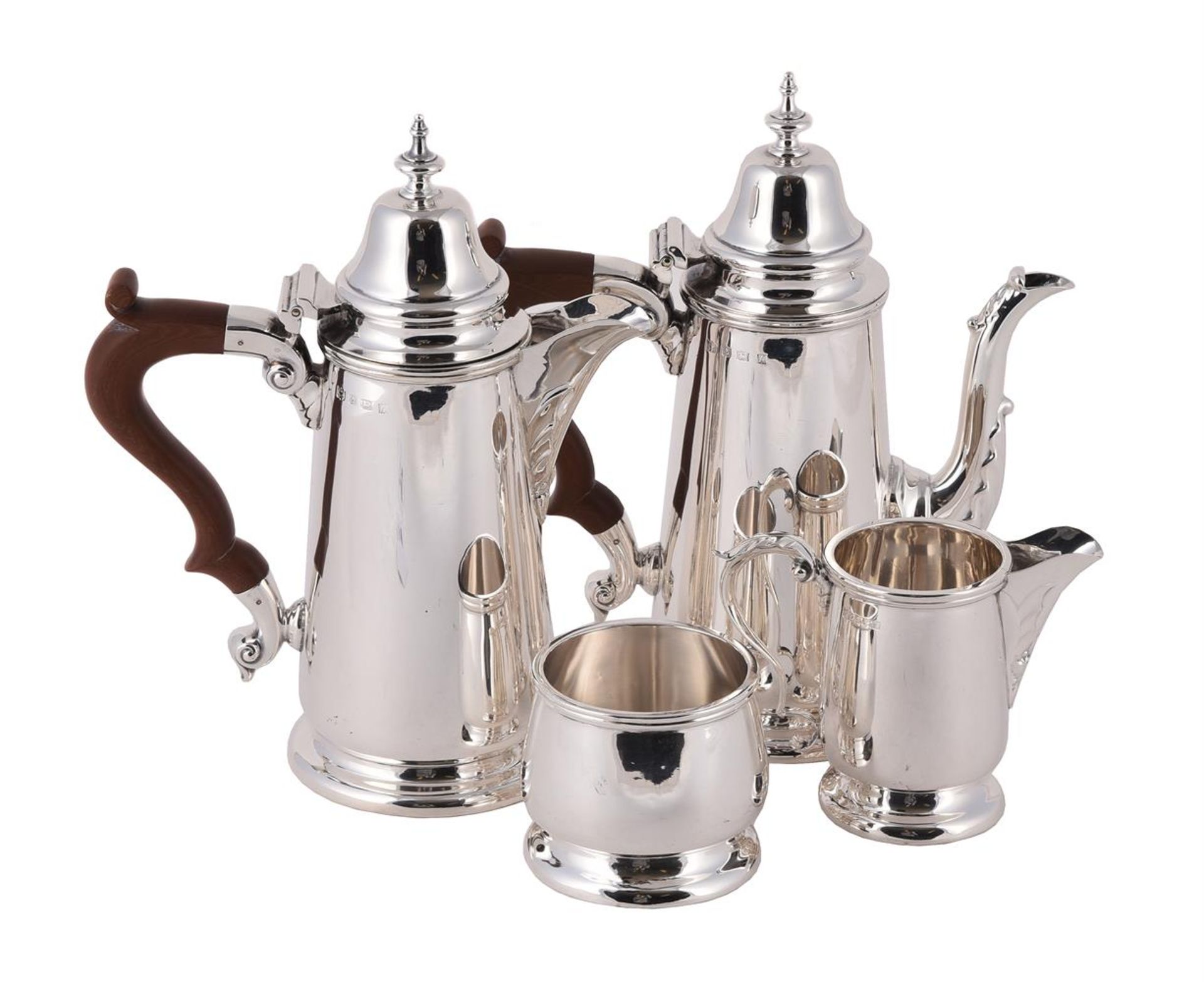 A SILVER FOUR PIECE TAPERING COFFEE SET