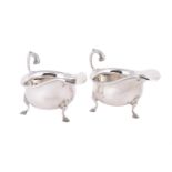 A PAIR OF SILVER OVAL SAUCE BOATS
