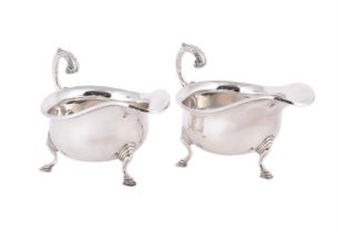 A PAIR OF SILVER OVAL SAUCE BOATS