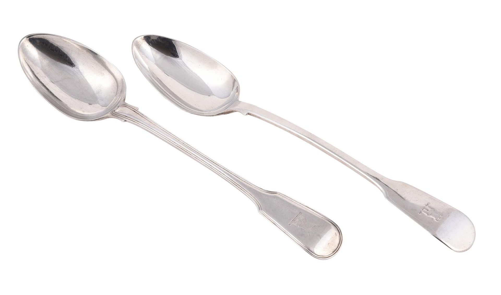 A GEORGE III SILVER FIDDLE AND THREAD PATTERN BASTING SPOON