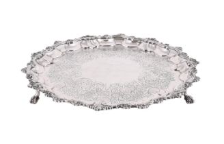 A GEORGE III SILVER SHAPED CIRCULAR SALVER