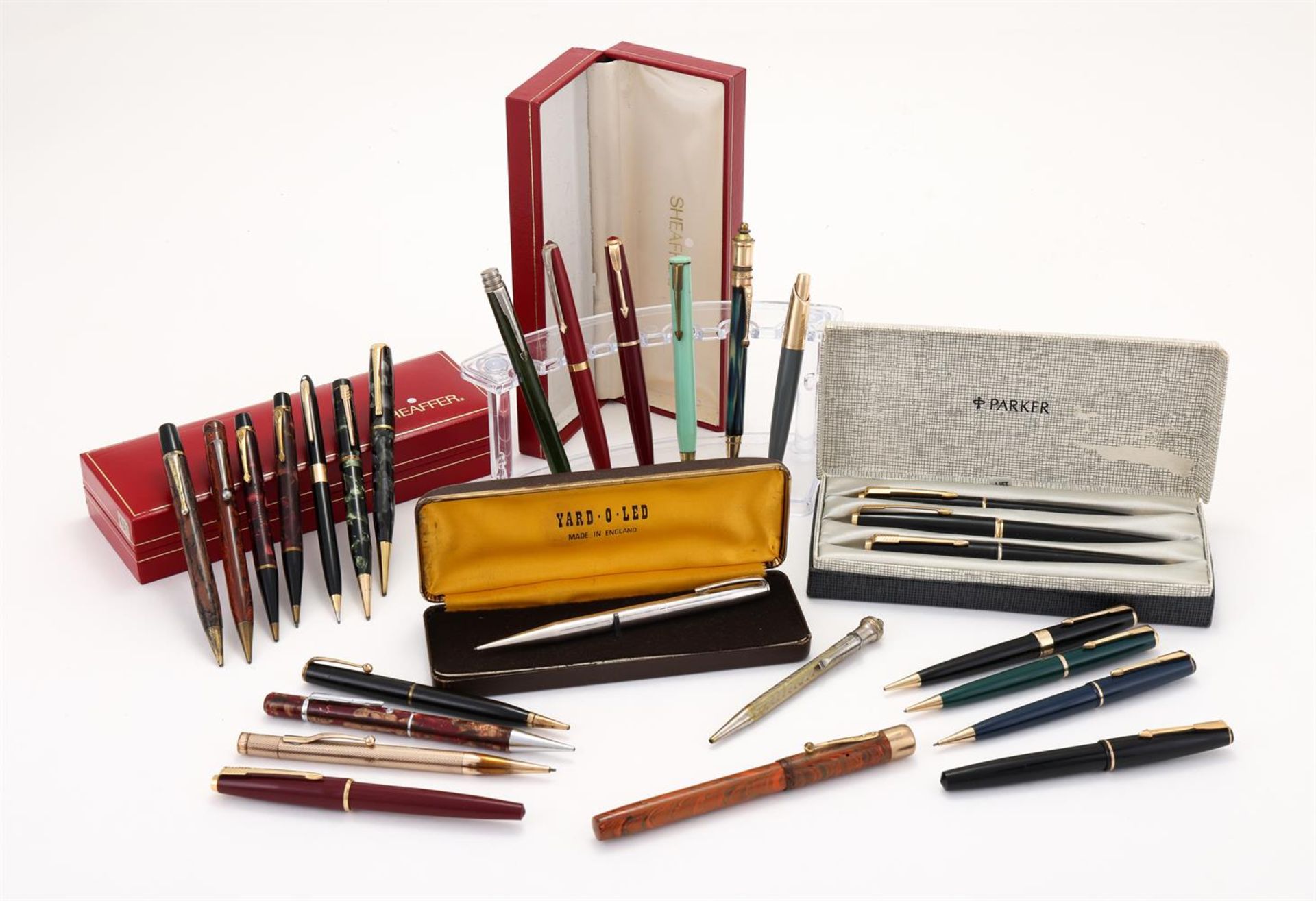 A COLLECTION OF PROPELLING PENCILS AND FOUR FOUNTAIN PENS