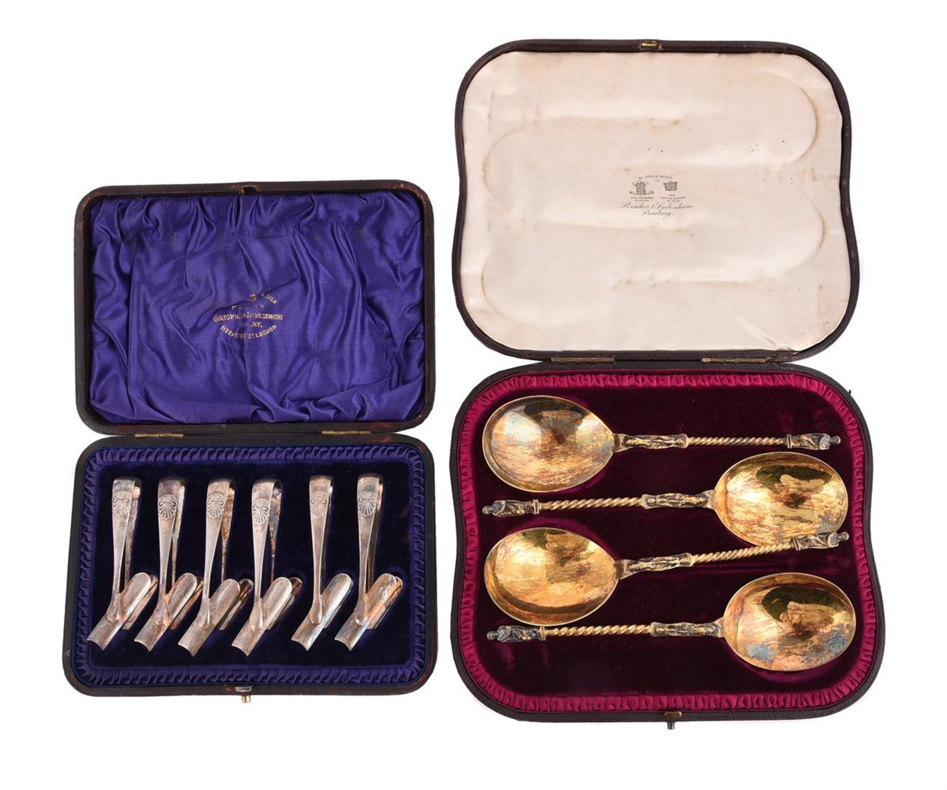 A CASED SET OF SIX VICTORIAN SILVER ASPARAGUS TONGS