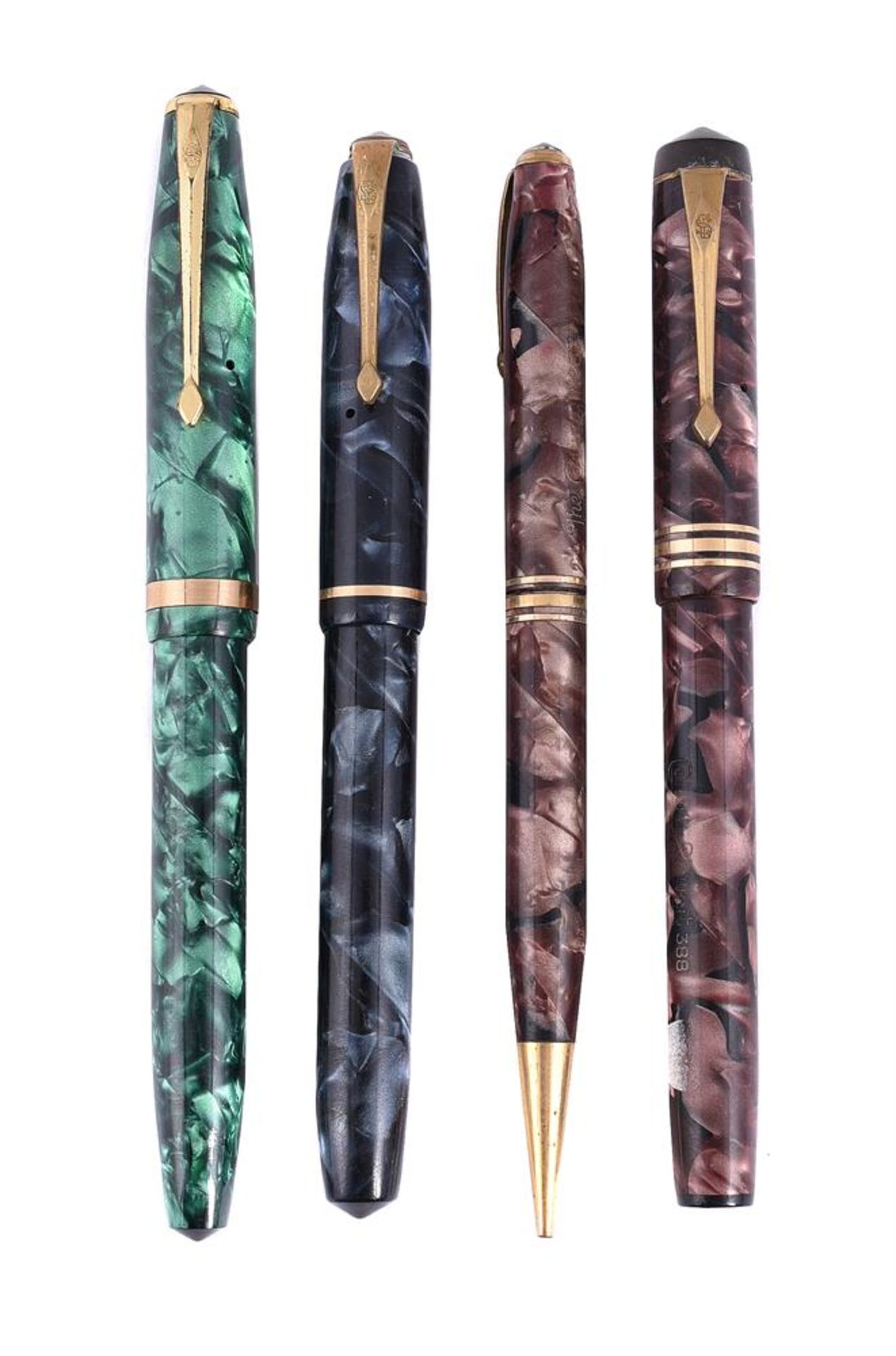 CONWAY STEWART, A COLLECTION OF MARBLED FOUNTAIN PENS