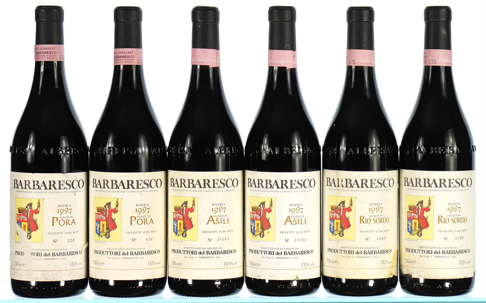 1997 Mixed Case of Produttori del Barbaresco Riserva, Asili, Pora & Rio Sordo