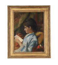 FRENCH SCHOOL (19TH CENTURY), GIRL SEATED READING A BOOK
