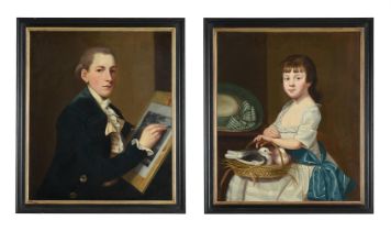 FOLLOWER OF WILLIAM HILTON THE ELDER, PORTRAIT OF AN ARSTIST; AND PORTAIT OF A GIRL (2)
