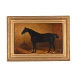 EDOUARD CORBET (19TH CENTURY), BLACK JACK, A HORSE IN A STABLE
