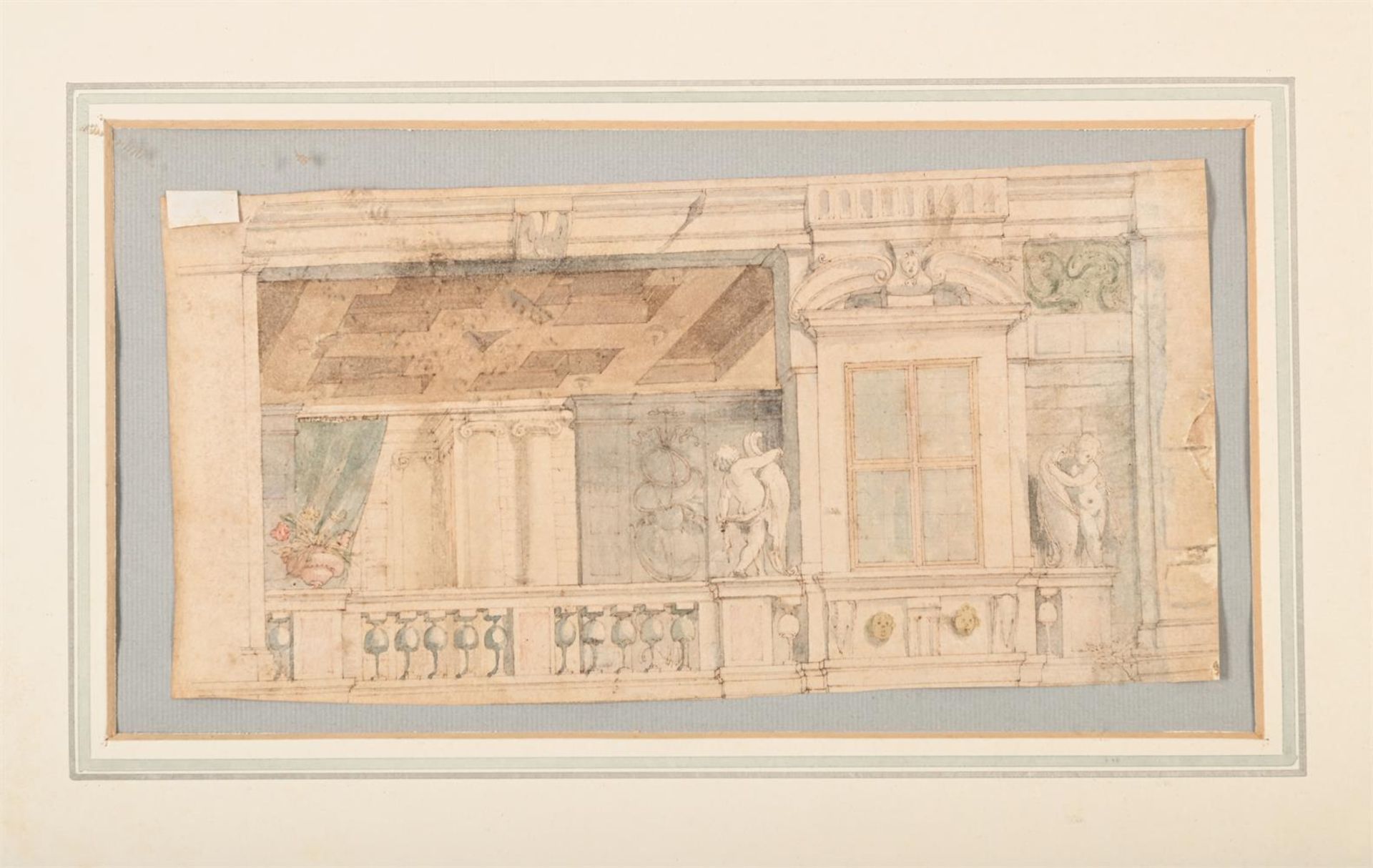 CONTINENTAL SCHOOL (18TH/19TH CENTURY), A FRAGMENT OF A BAROQUE ARCHITECTURAL DRAWING - Image 2 of 2