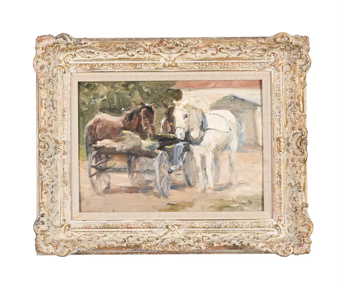 RUSSIAN SCHOOL (19TH CENTURY), HORSES WITH A CART