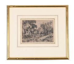 FOLLOWER OF THOMAS GAINSBOROUGH, FIGURE IN A WOODED LANDSCAPE
