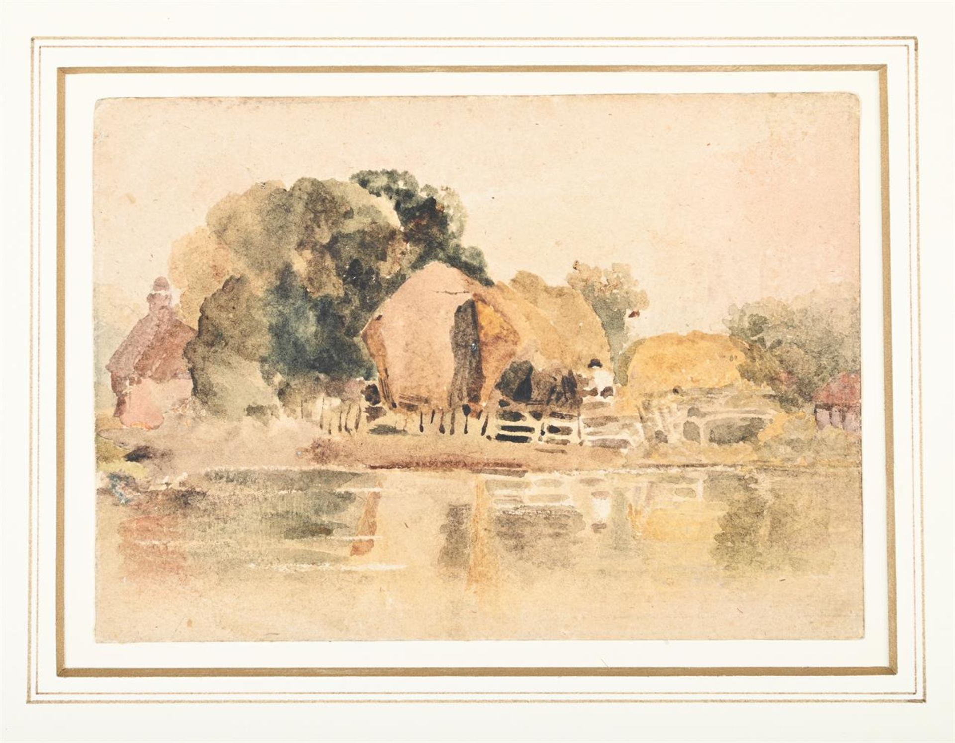ATTRIBUTED TO PETER DE WINT (BRITISH 1784-1849), THE VILLAGE BEYOND THE WATER - Image 2 of 3
