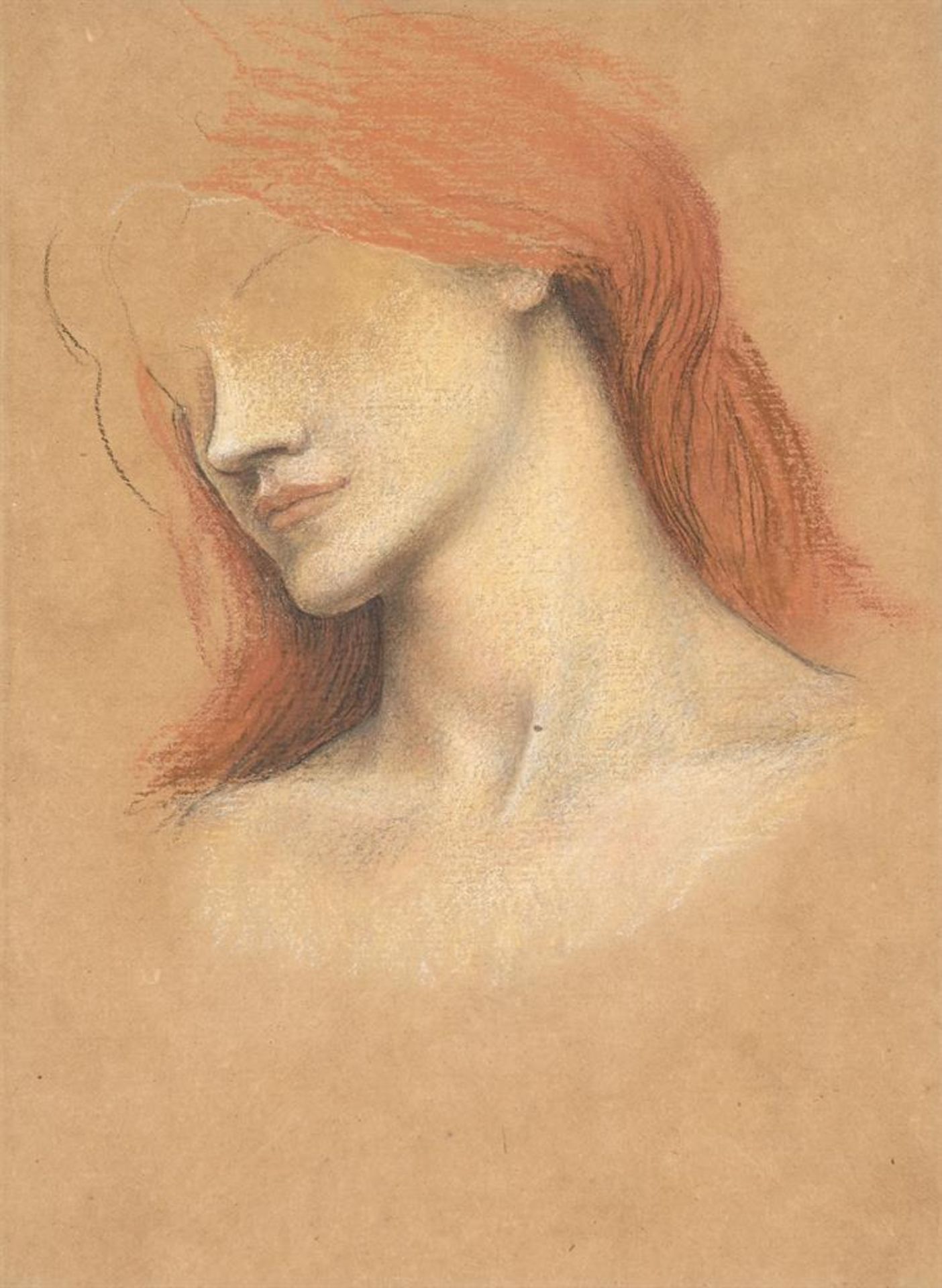 EVELYN DE MORGAN (BRITISH 1855-1919), THE AUBURN HEAD OF A GIRL