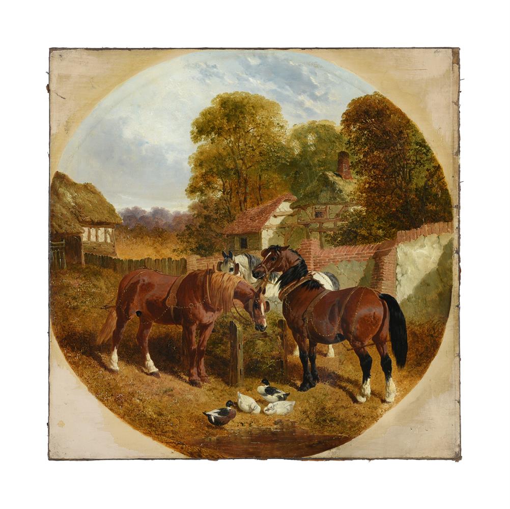 JOHN FREDERICK HERRING JUNIOR (BRITISH 1815-1907), HORSES AND DUCKS IN A FARMYARD - Image 2 of 6