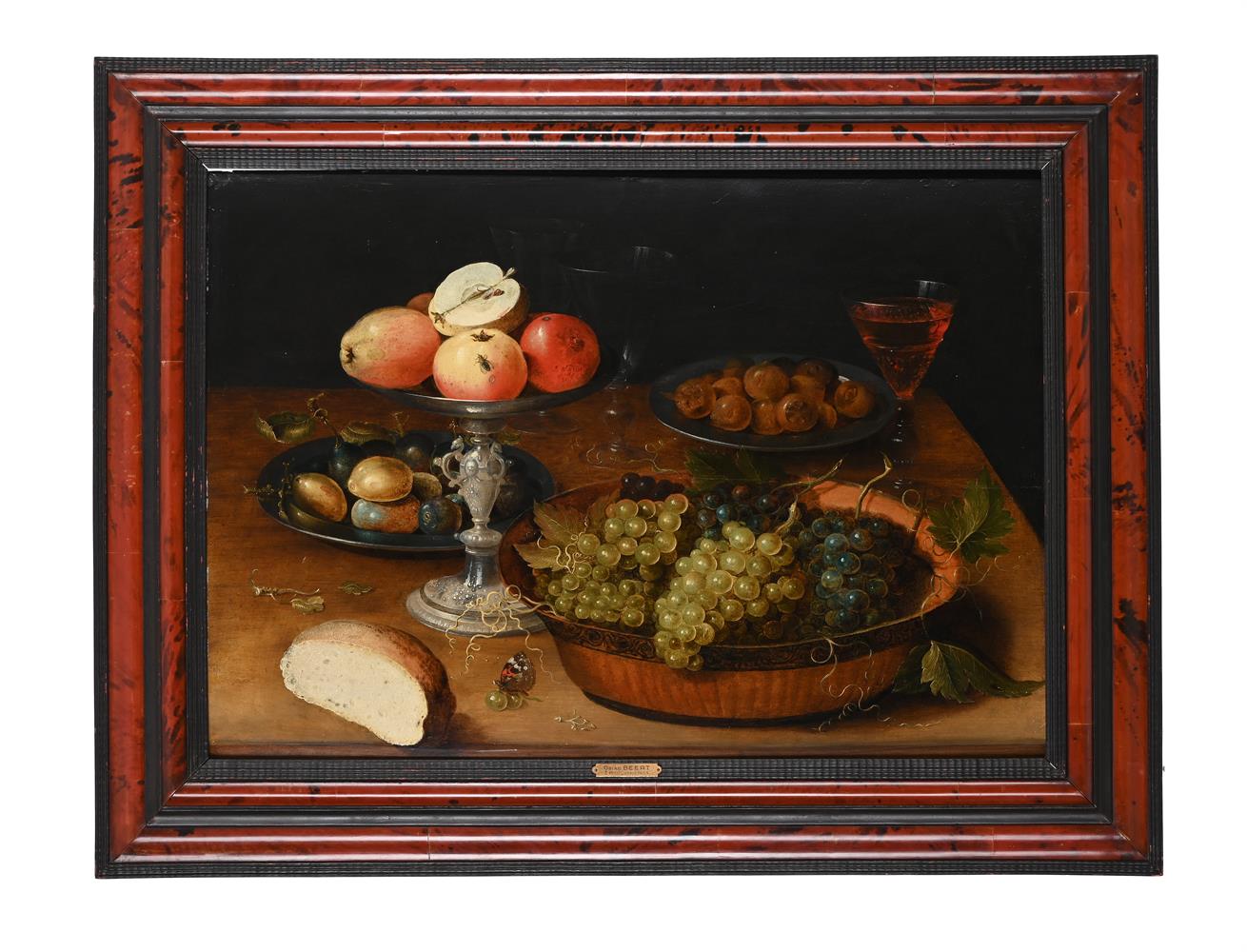 OSIAS BEERT THE ELDER (BELGIAN CIRCA 1570-1624), STILL LIFE OF GRAPES IN A DISH - Image 2 of 3