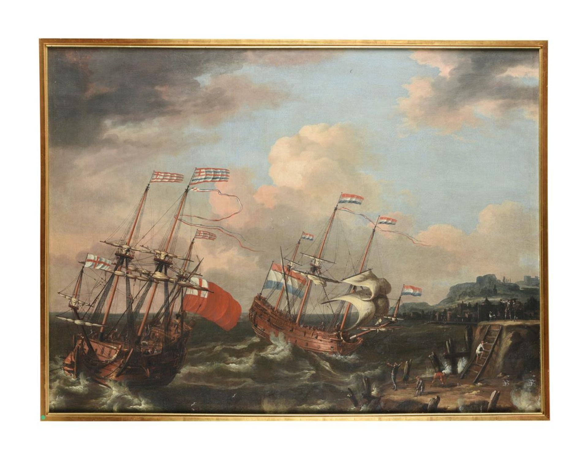 ATTRIBUTED TO LORENZO ACASTRO (ITALIAN FL. 1672-1700), TWO MEN-O'WAR OF THE ENGLISH AND DUTCH NAVIES - Image 2 of 5