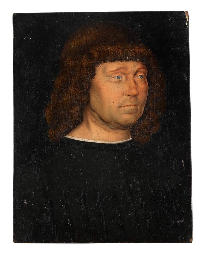 FOLLOWER OF GIOVANNI BELLINI, PORTRAIT OF A MAN WITH BLUE EYES - Image 2 of 3