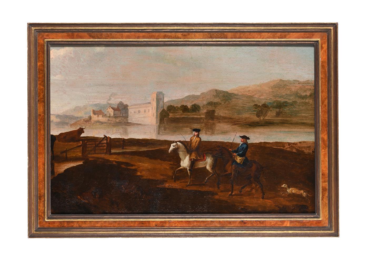 FOLLOWER OF PETER TILLEMANS, WILLIAM STONE ESQ RIDING IN A LANDSCAPE - Image 2 of 3